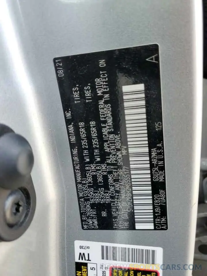 14 Фотография поврежденного автомобиля 5TDHZRBH2MS555177 TOYOTA HIGHLANDER 2021