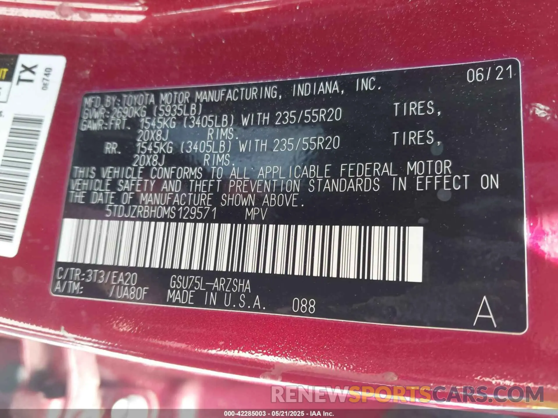 9 Фотография поврежденного автомобиля 5TDJZRBH0MS129571 TOYOTA HIGHLANDER 2021