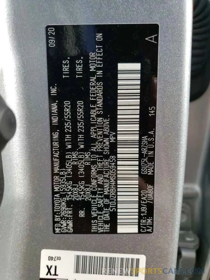 14 Фотография поврежденного автомобиля 5TDJZRBH4MS059458 TOYOTA HIGHLANDER 2021