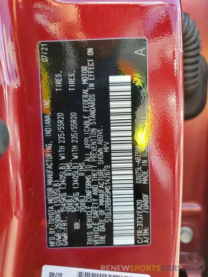13 Фотография поврежденного автомобиля 5TDJZRBH5MS142879 TOYOTA HIGHLANDER 2021