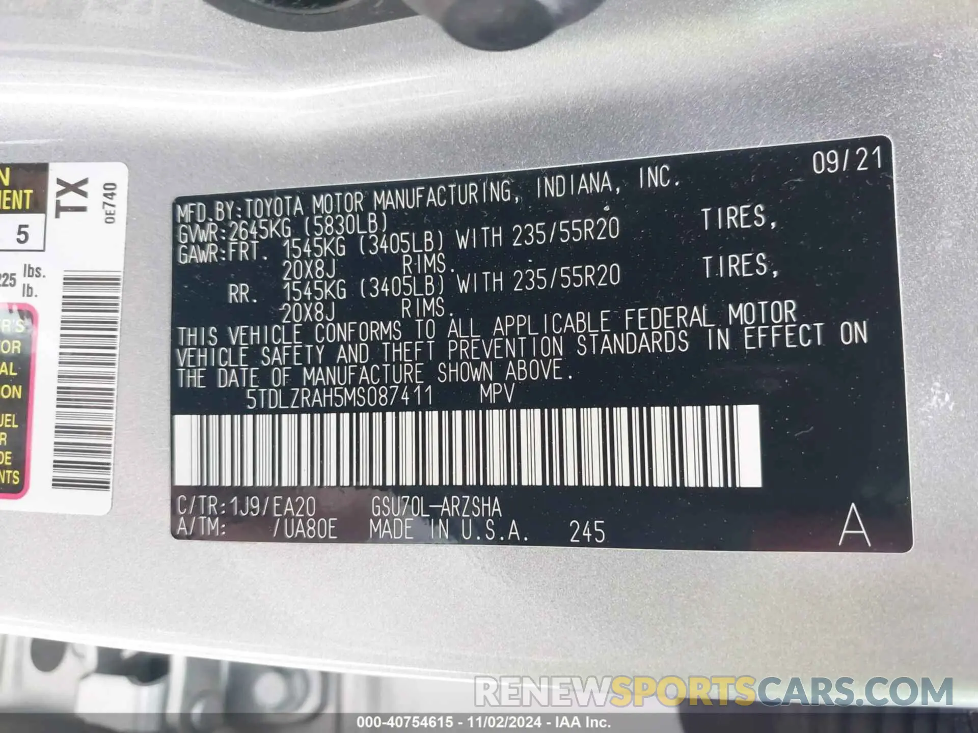 9 Фотография поврежденного автомобиля 5TDLZRAH5MS087411 TOYOTA HIGHLANDER 2021