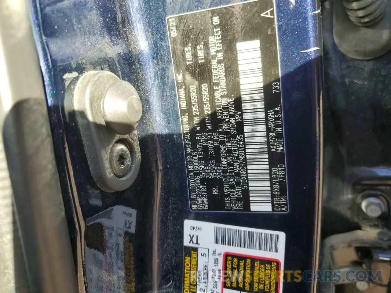 13 Фотография поврежденного автомобиля 5TDXBRCH7MS048435 TOYOTA HIGHLANDER 2021