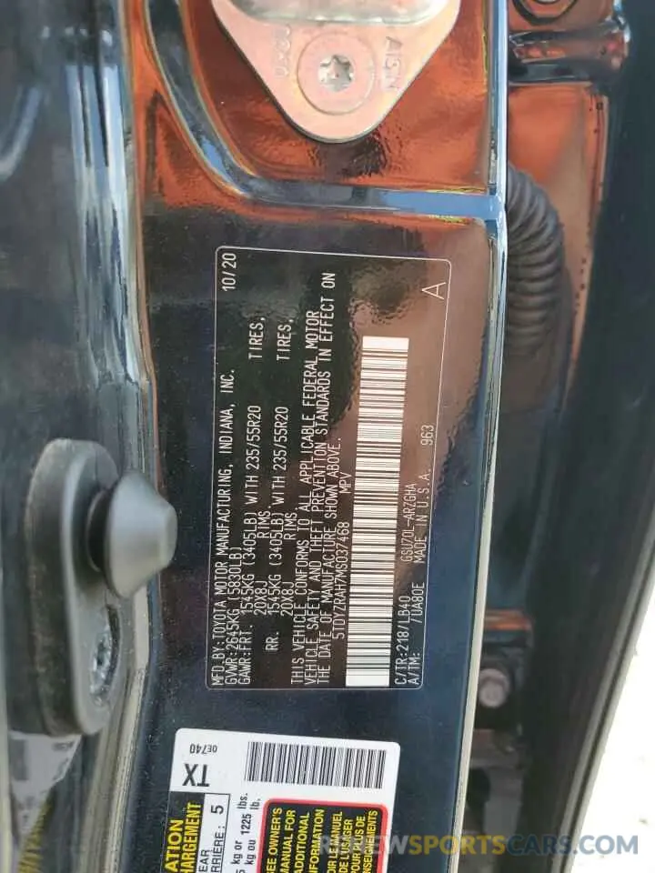 13 Фотография поврежденного автомобиля 5TDYZRAH7MS037468 TOYOTA HIGHLANDER 2021