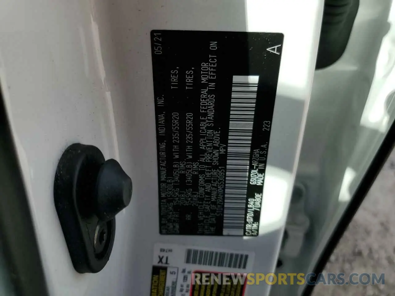 10 Фотография поврежденного автомобиля 5TDYZRAHXMS530951 TOYOTA HIGHLANDER 2021
