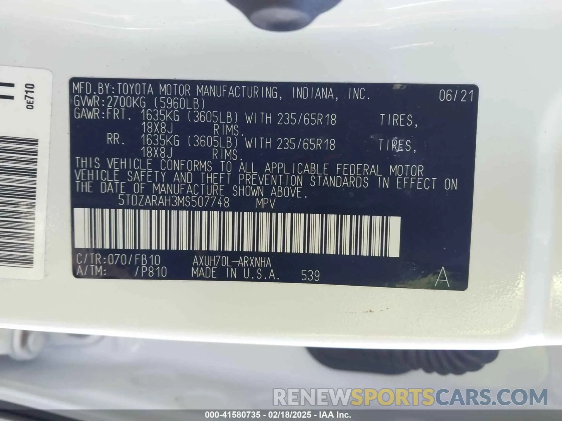 9 Photograph of a damaged car 5TDZARAH3MS507748 TOYOTA HIGHLANDER 2021