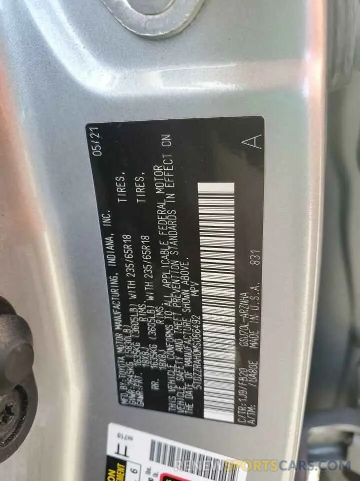 14 Фотография поврежденного автомобиля 5TDZZRAH0MS066492 TOYOTA HIGHLANDER 2021