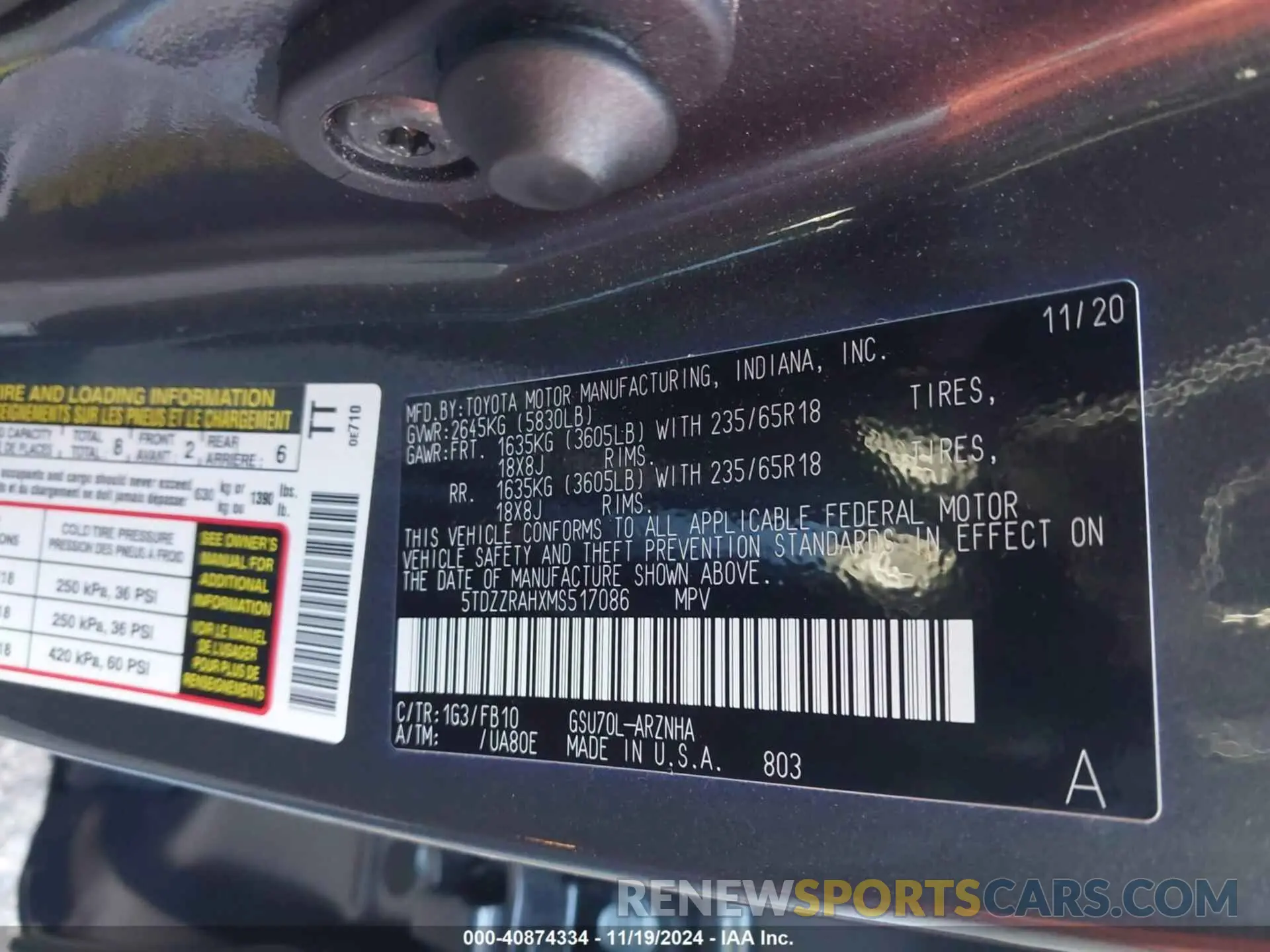9 Фотография поврежденного автомобиля 5TDZZRAHXMS517086 TOYOTA HIGHLANDER 2021
