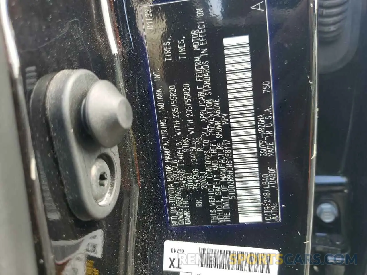 13 Фотография поврежденного автомобиля 5TDDZRBH0NS188117 TOYOTA HIGHLANDER 2022