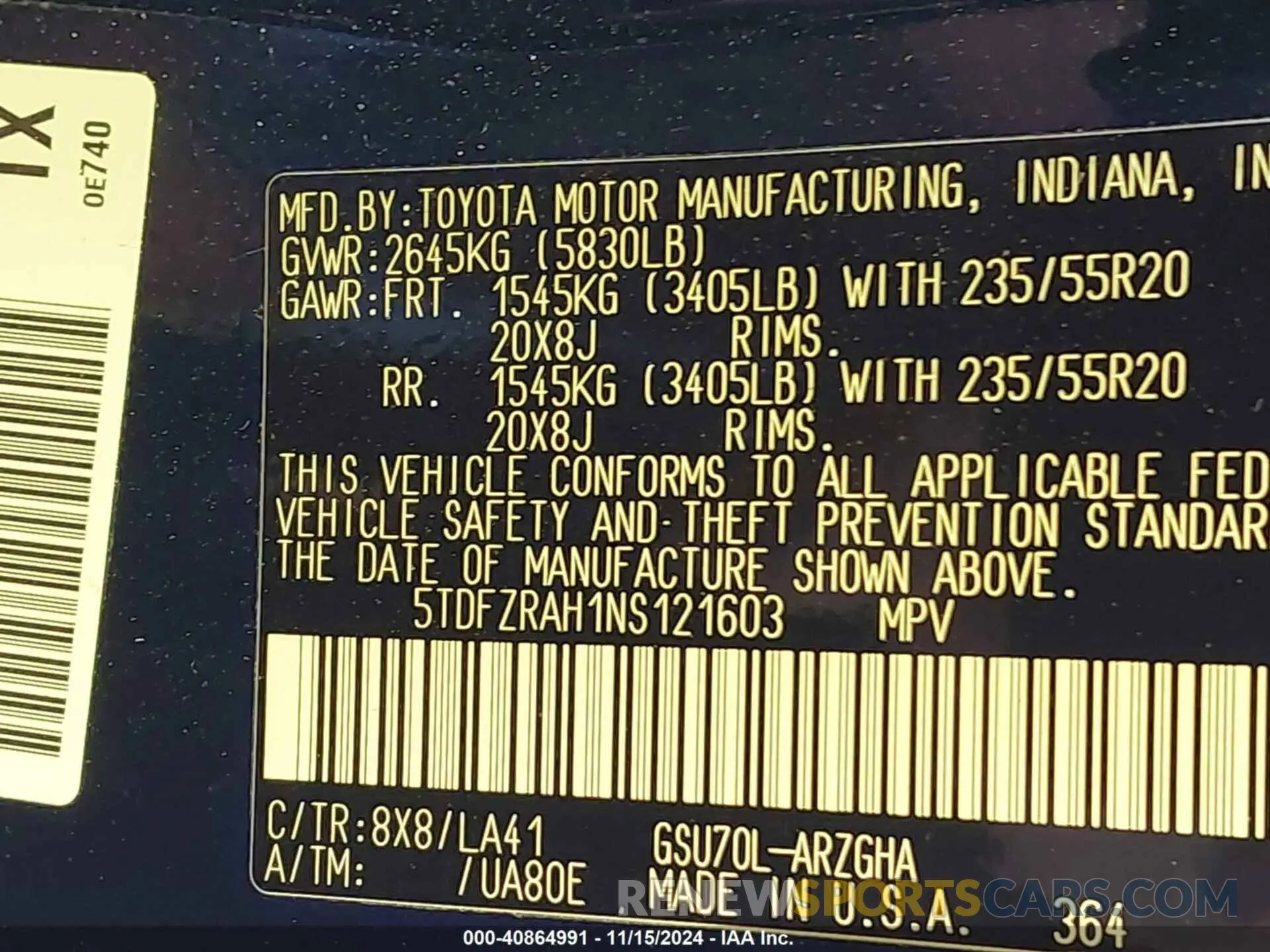 9 Photograph of a damaged car 5TDFZRAH1NS121603 TOYOTA HIGHLANDER 2022