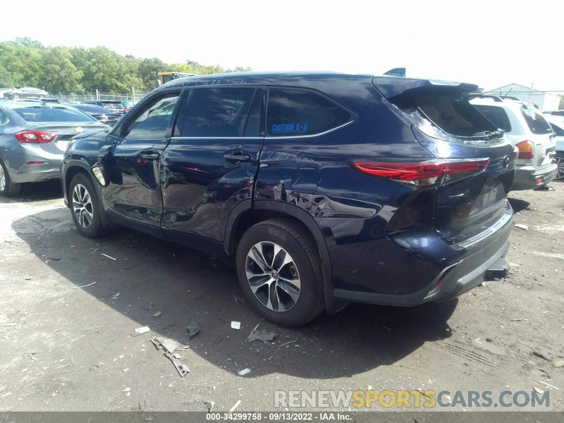 3 Фотография поврежденного автомобиля 5TDGBRCH4NS543953 TOYOTA HIGHLANDER 2022