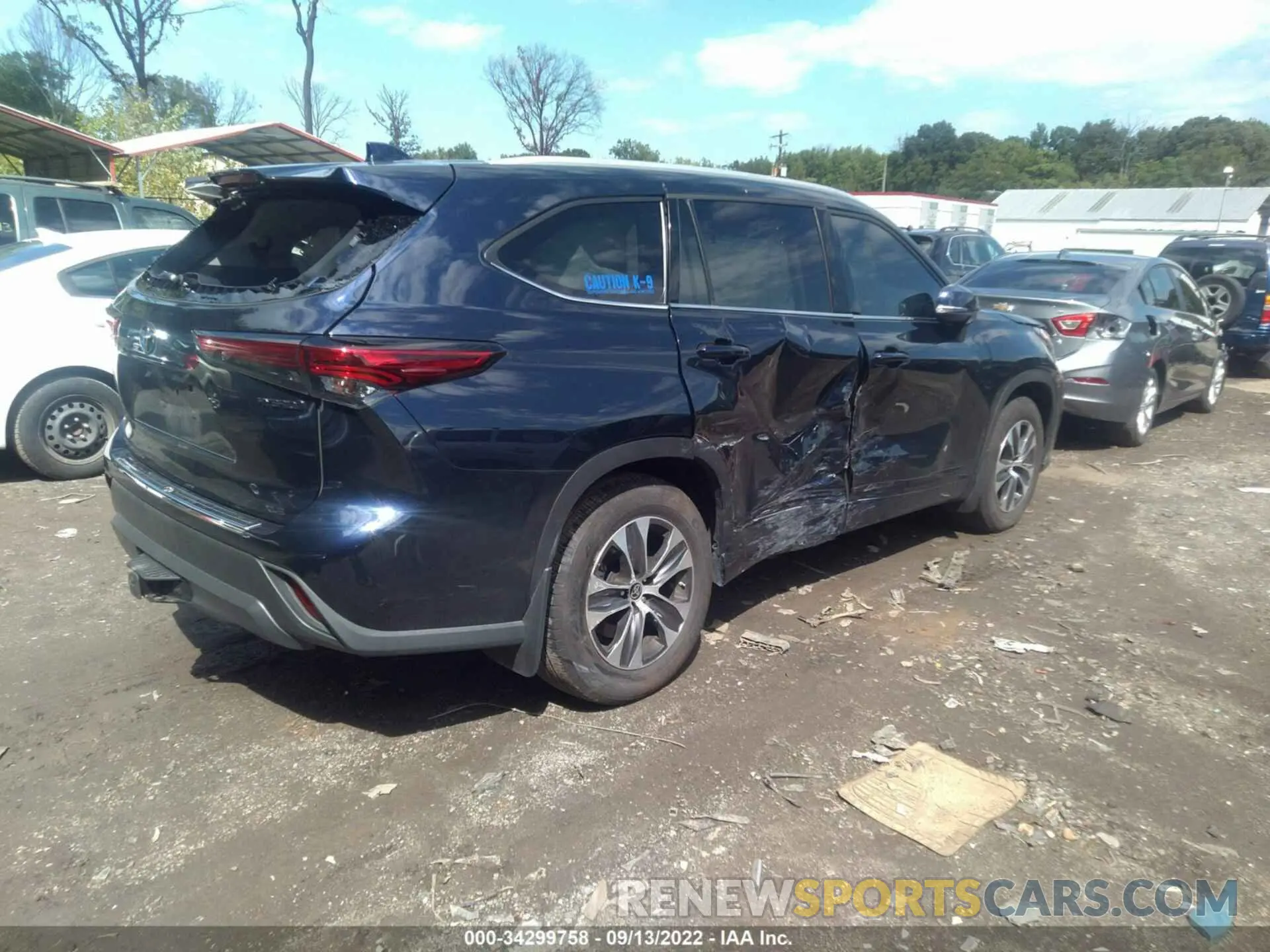 4 Фотография поврежденного автомобиля 5TDGBRCH4NS543953 TOYOTA HIGHLANDER 2022