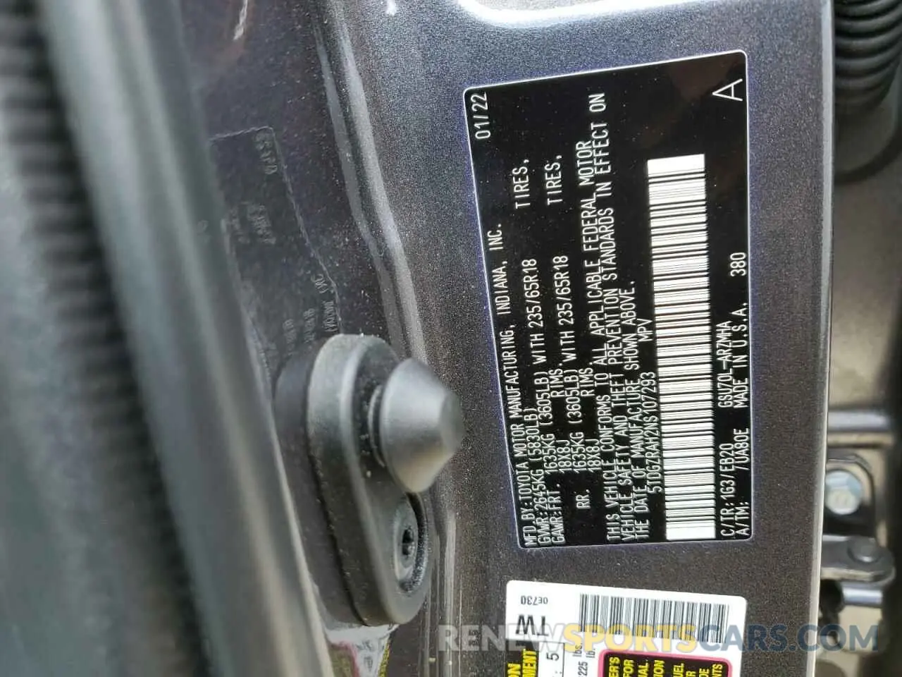 12 Фотография поврежденного автомобиля 5TDGZRAH2NS107293 TOYOTA HIGHLANDER 2022