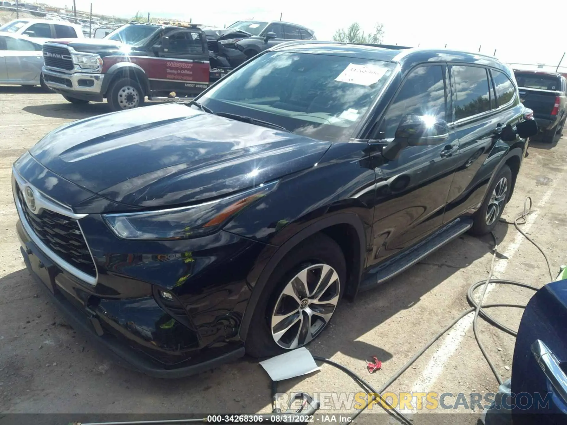 2 Фотография поврежденного автомобиля 5TDGZRAH8NS545011 TOYOTA HIGHLANDER 2022