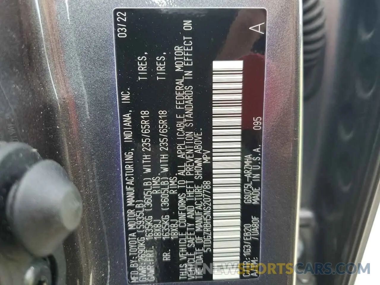 16 Фотография поврежденного автомобиля 5TDGZRBH5NS207788 TOYOTA HIGHLANDER 2022