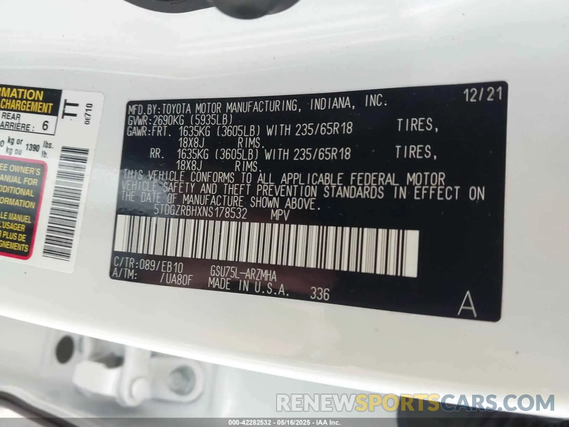 9 Photograph of a damaged car 5TDGZRBHXNS178532 TOYOTA HIGHLANDER 2022