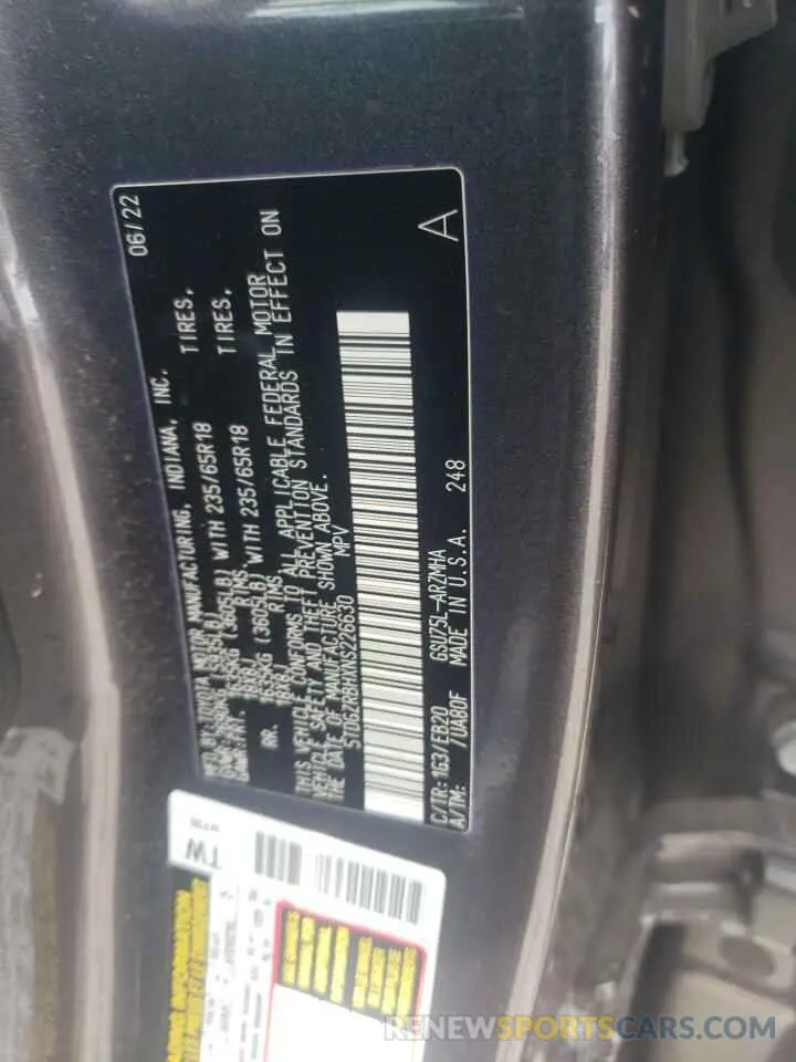 14 Фотография поврежденного автомобиля 5TDGZRBHXNS226630 TOYOTA HIGHLANDER 2022