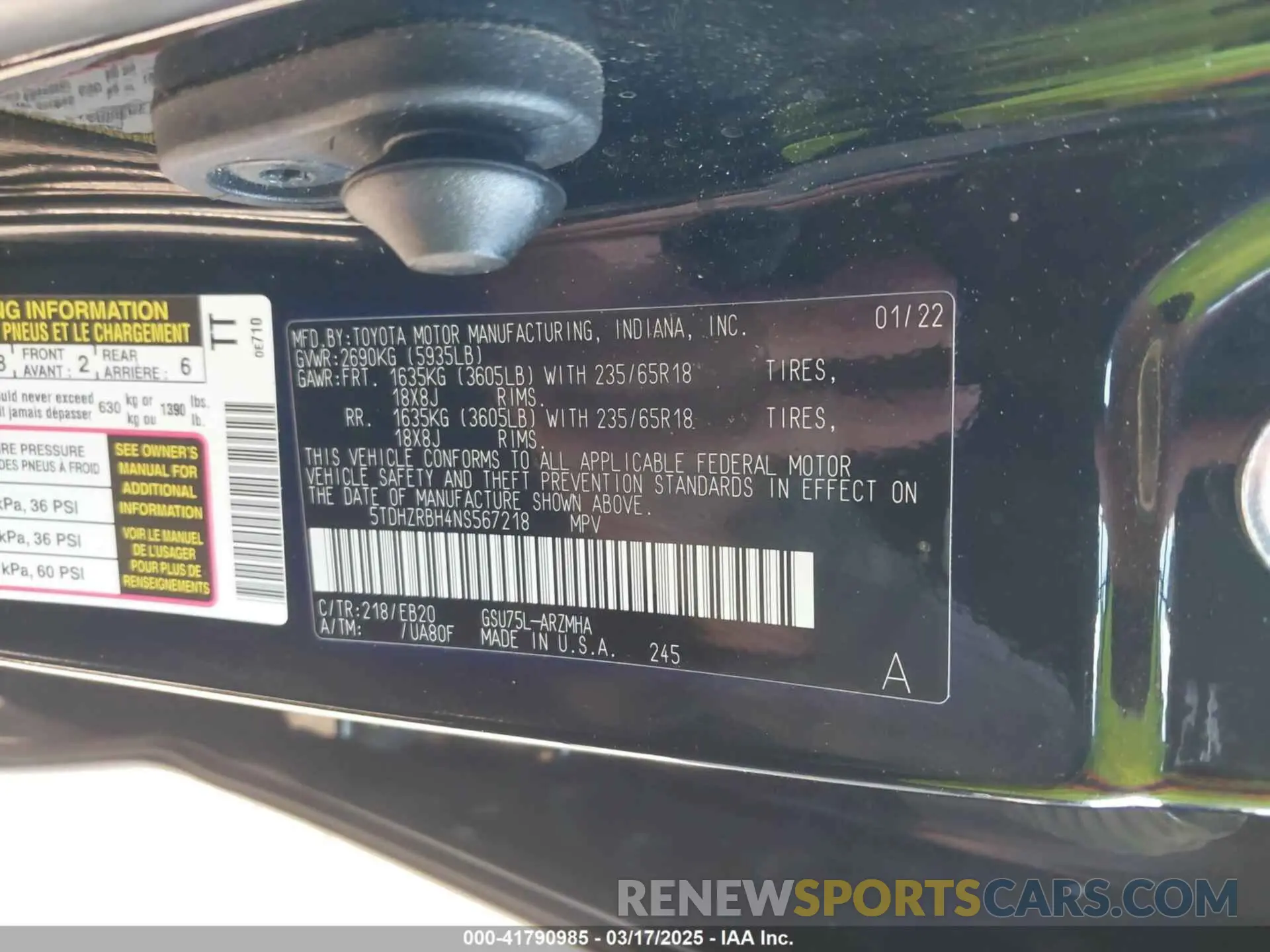 9 Фотография поврежденного автомобиля 5TDHZRBH4NS567218 TOYOTA HIGHLANDER 2022