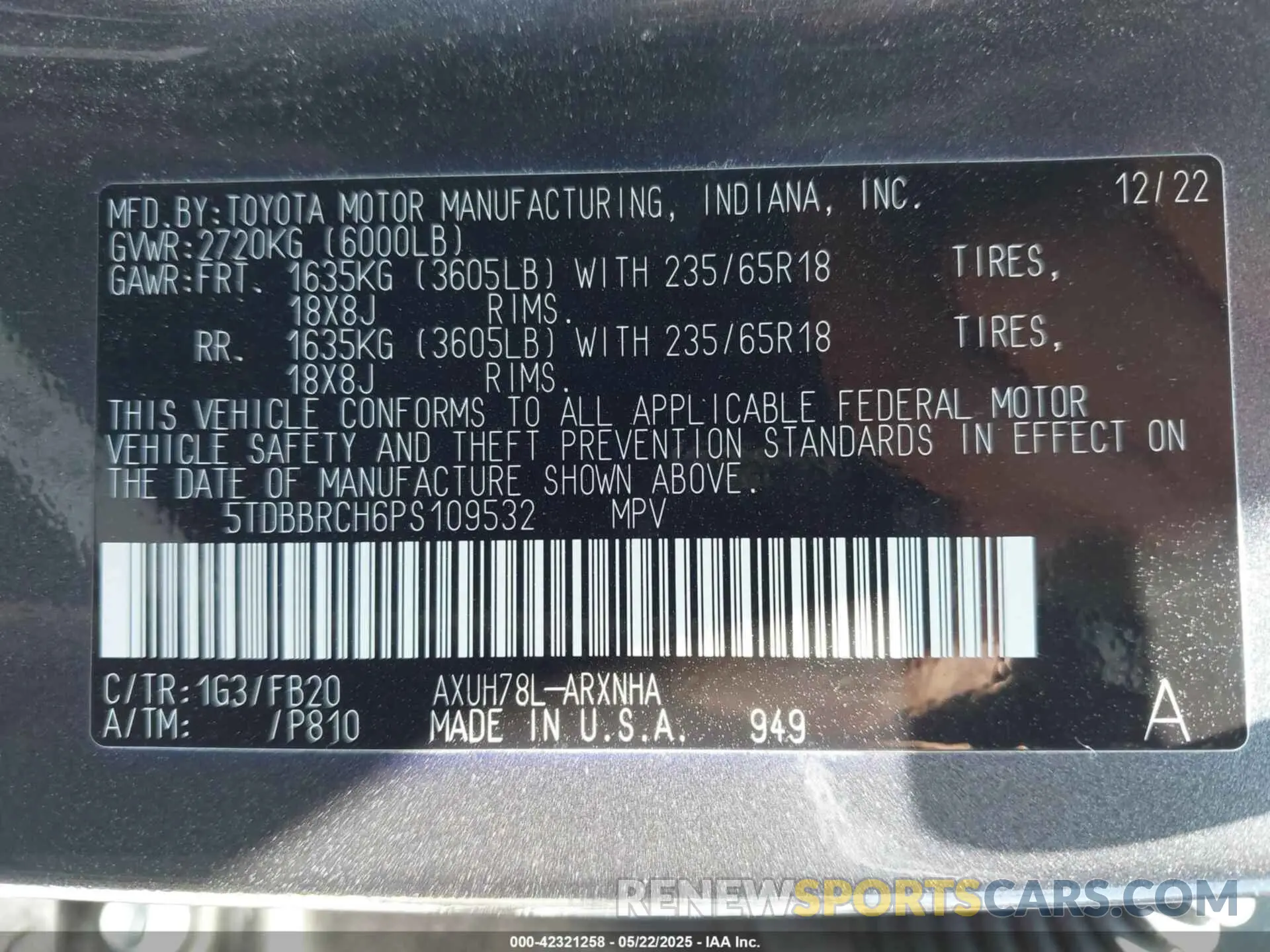 9 Фотография поврежденного автомобиля 5TDBBRCH6PS109532 TOYOTA HIGHLANDER 2023