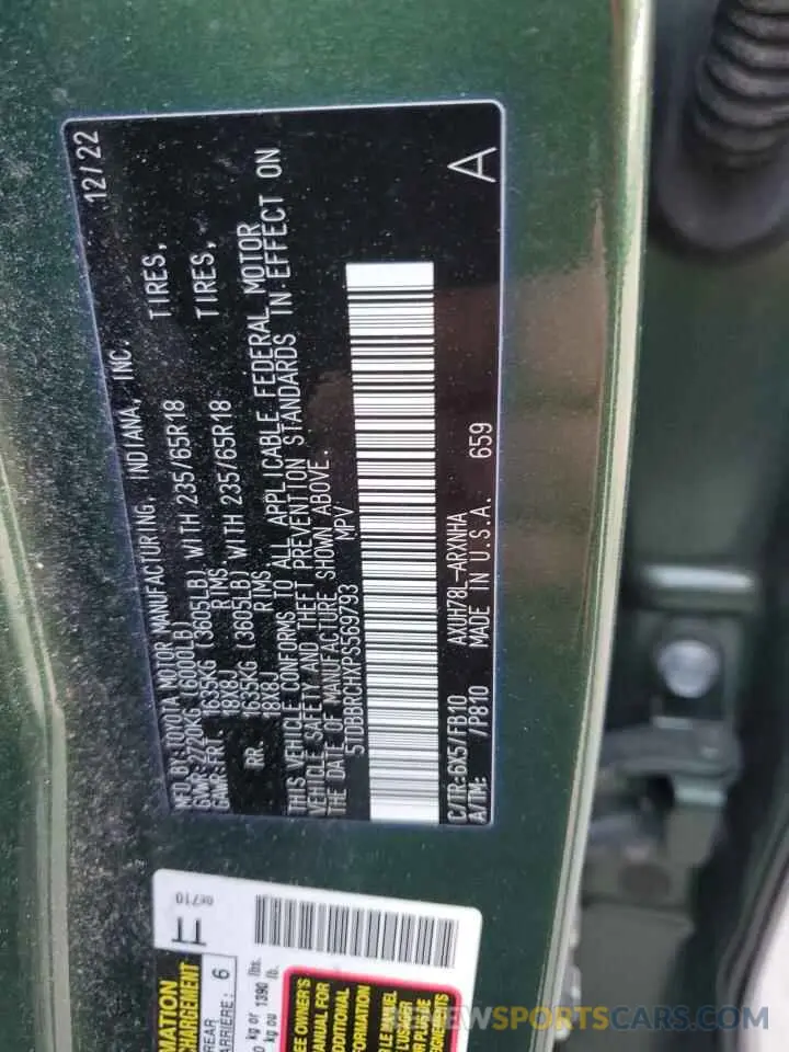 14 Фотография поврежденного автомобиля 5TDBBRCHXPS569793 TOYOTA HIGHLANDER 2023