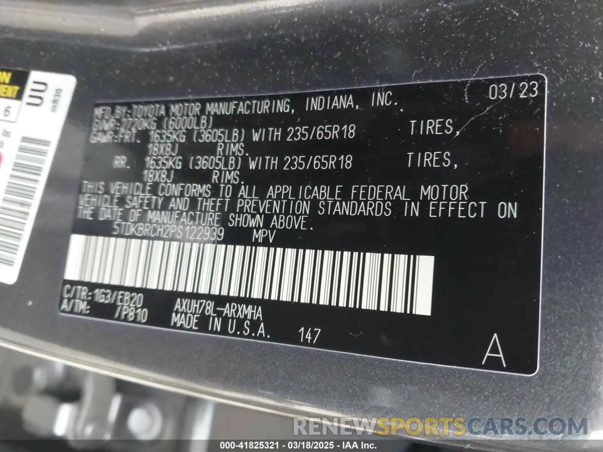 9 Фотография поврежденного автомобиля 5TDKBRCH2PS122939 TOYOTA HIGHLANDER 2023