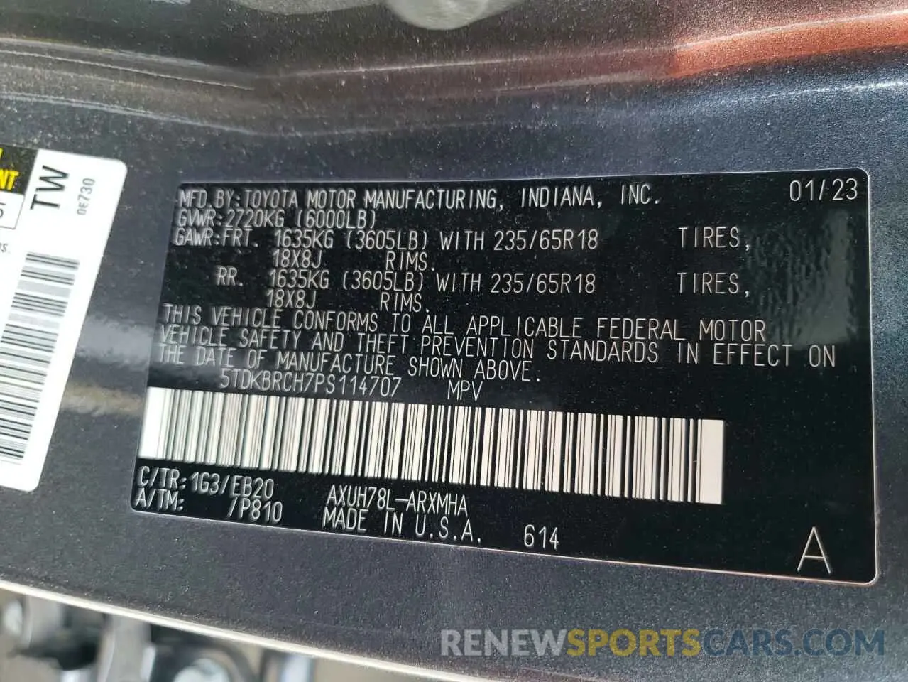 13 Фотография поврежденного автомобиля 5TDKBRCH7PS114707 TOYOTA HIGHLANDER 2023