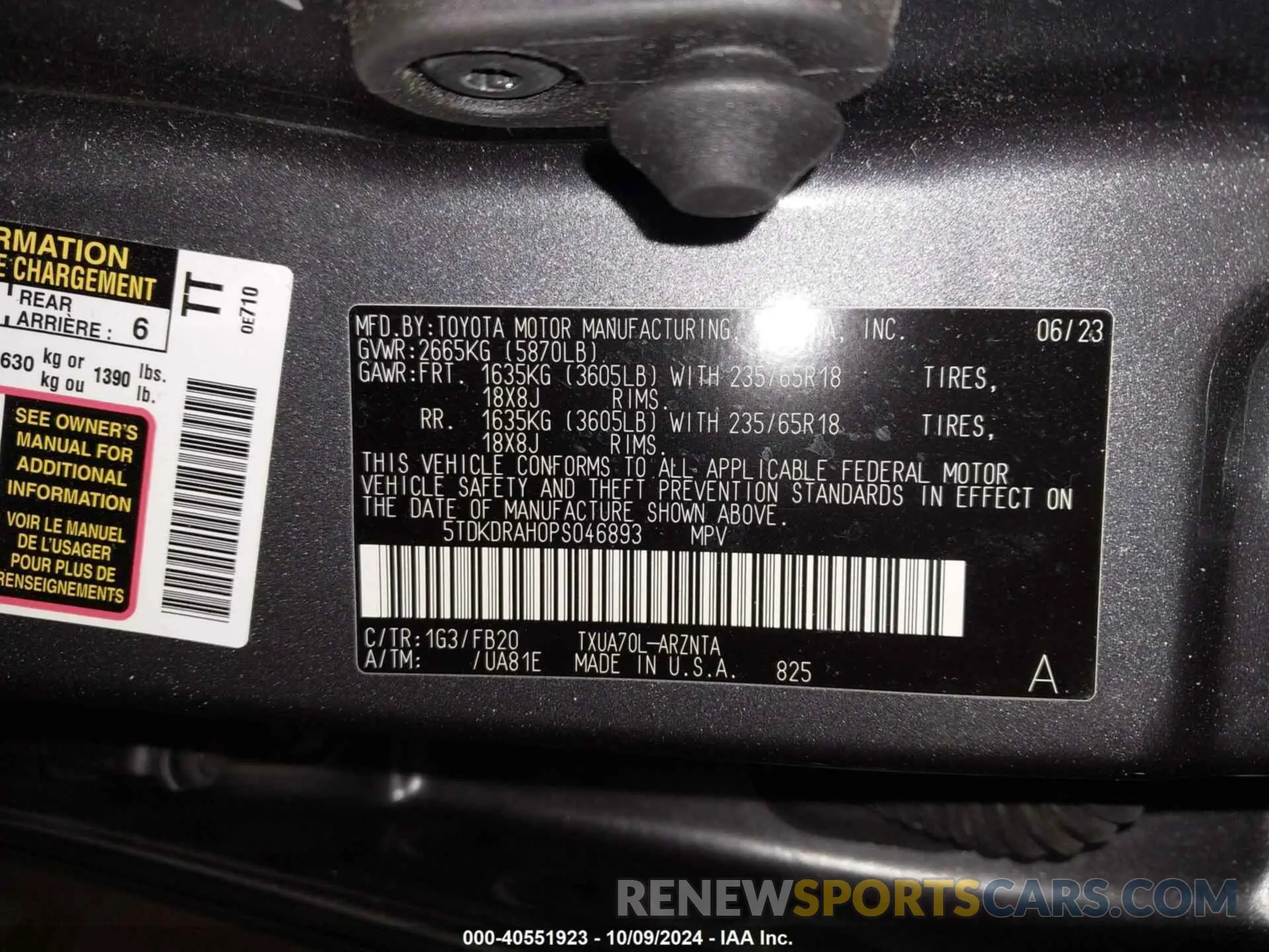 9 Фотография поврежденного автомобиля 5TDKDRAH0PS046893 TOYOTA HIGHLANDER 2023
