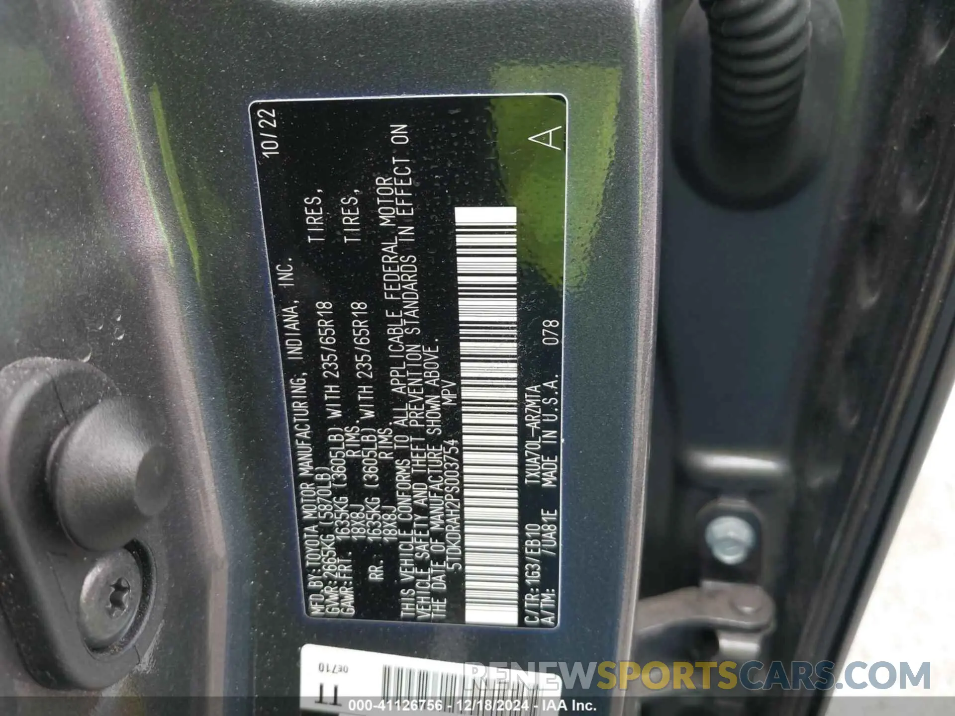 9 Фотография поврежденного автомобиля 5TDKDRAH2PS003754 TOYOTA HIGHLANDER 2023