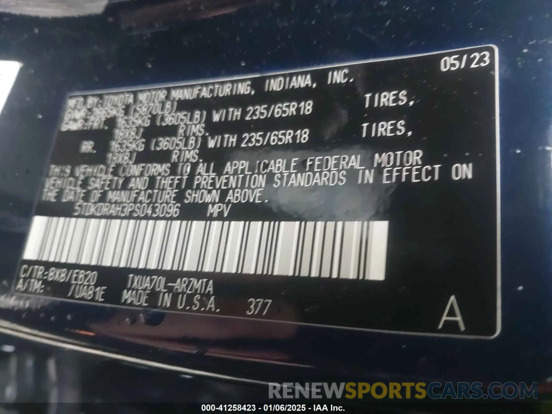 9 Фотография поврежденного автомобиля 5TDKDRAH3PS043096 TOYOTA HIGHLANDER 2023