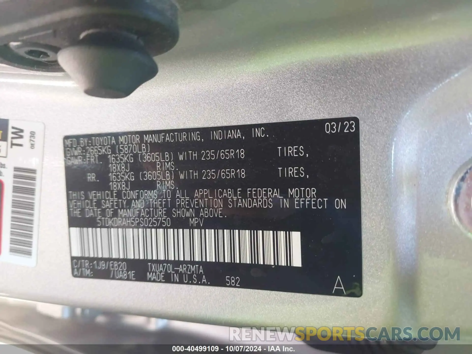 9 Фотография поврежденного автомобиля 5TDKDRAH5PS025750 TOYOTA HIGHLANDER 2023