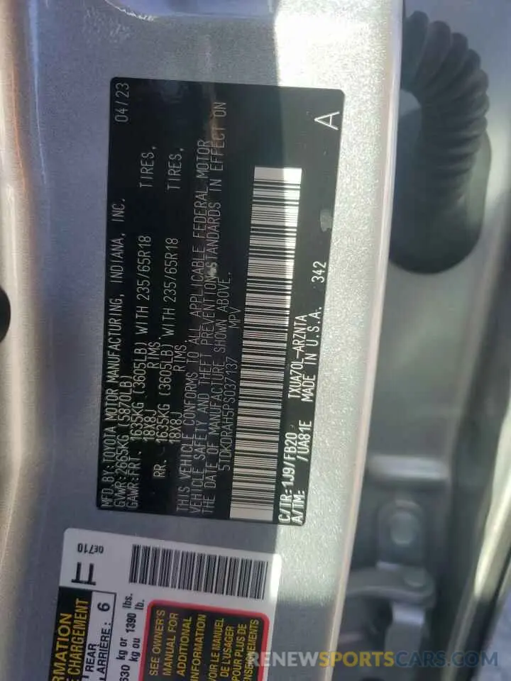 13 Фотография поврежденного автомобиля 5TDKDRAH5PS037137 TOYOTA HIGHLANDER 2023