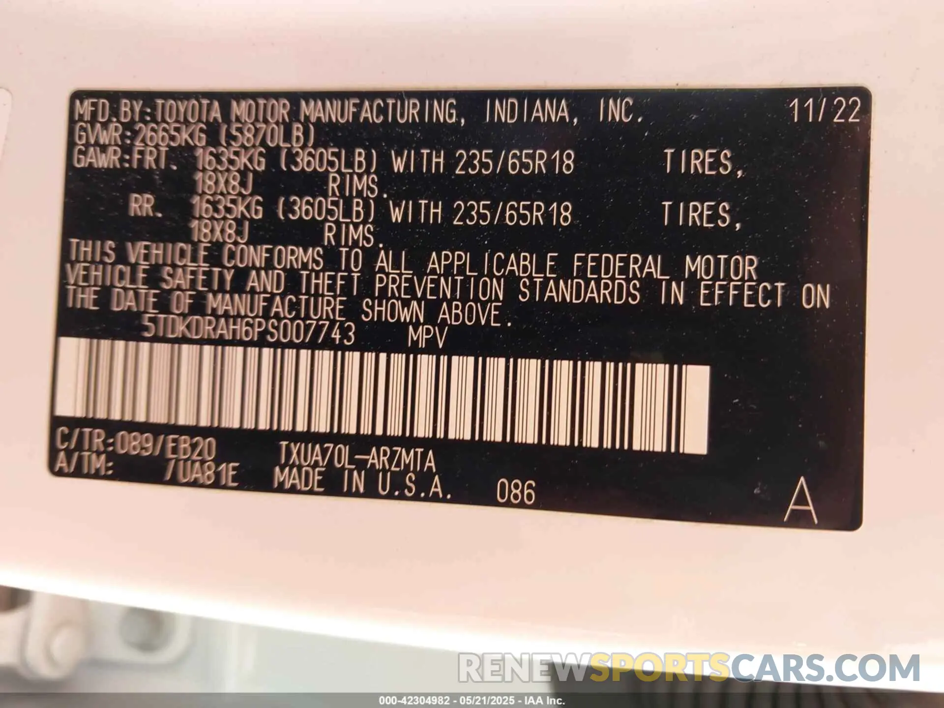 9 Фотография поврежденного автомобиля 5TDKDRAH6PS007743 TOYOTA HIGHLANDER 2023
