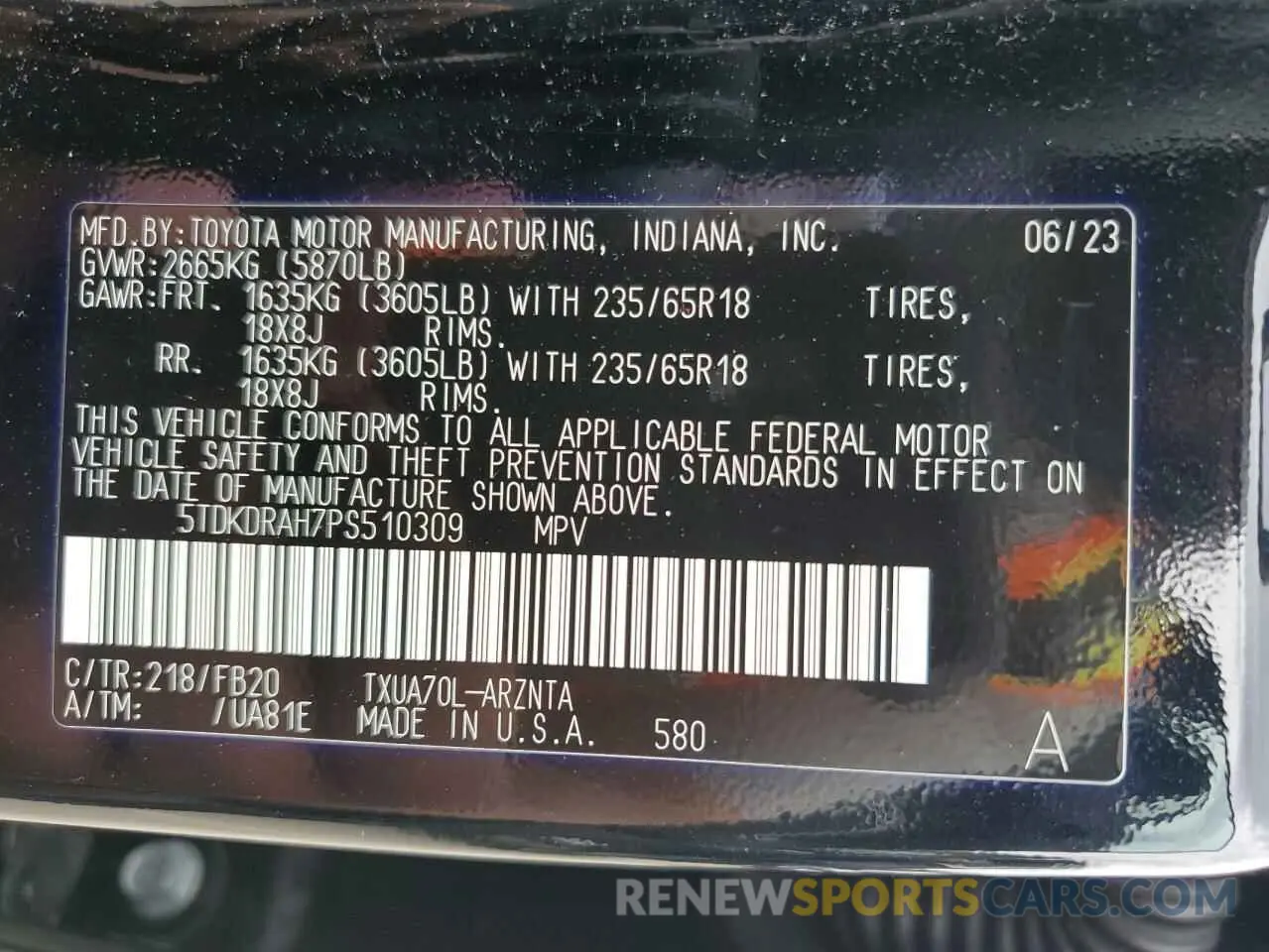 13 Photograph of a damaged car 5TDKDRAH7PS510309 TOYOTA HIGHLANDER 2023