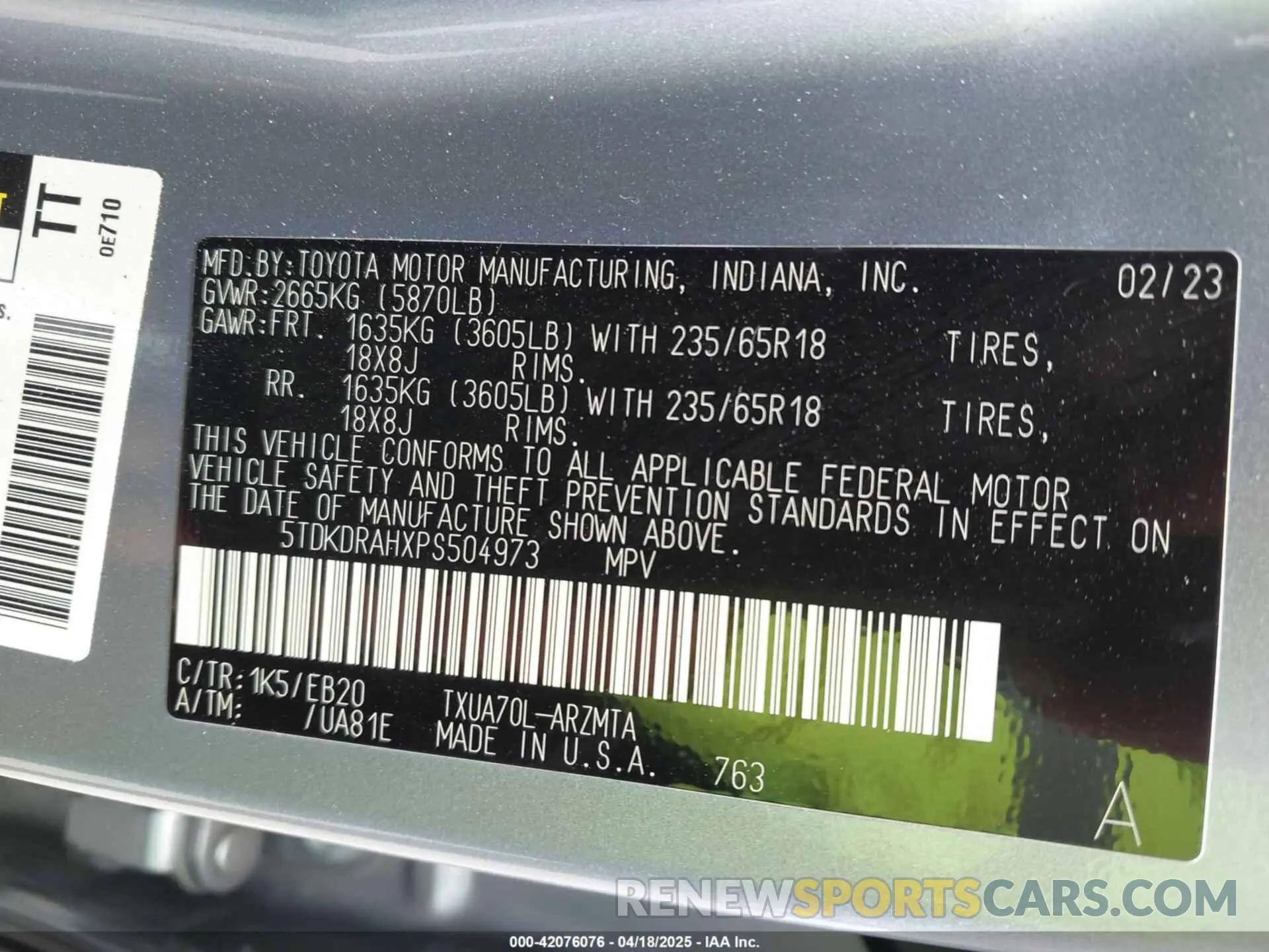 9 Фотография поврежденного автомобиля 5TDKDRAHXPS504973 TOYOTA HIGHLANDER 2023