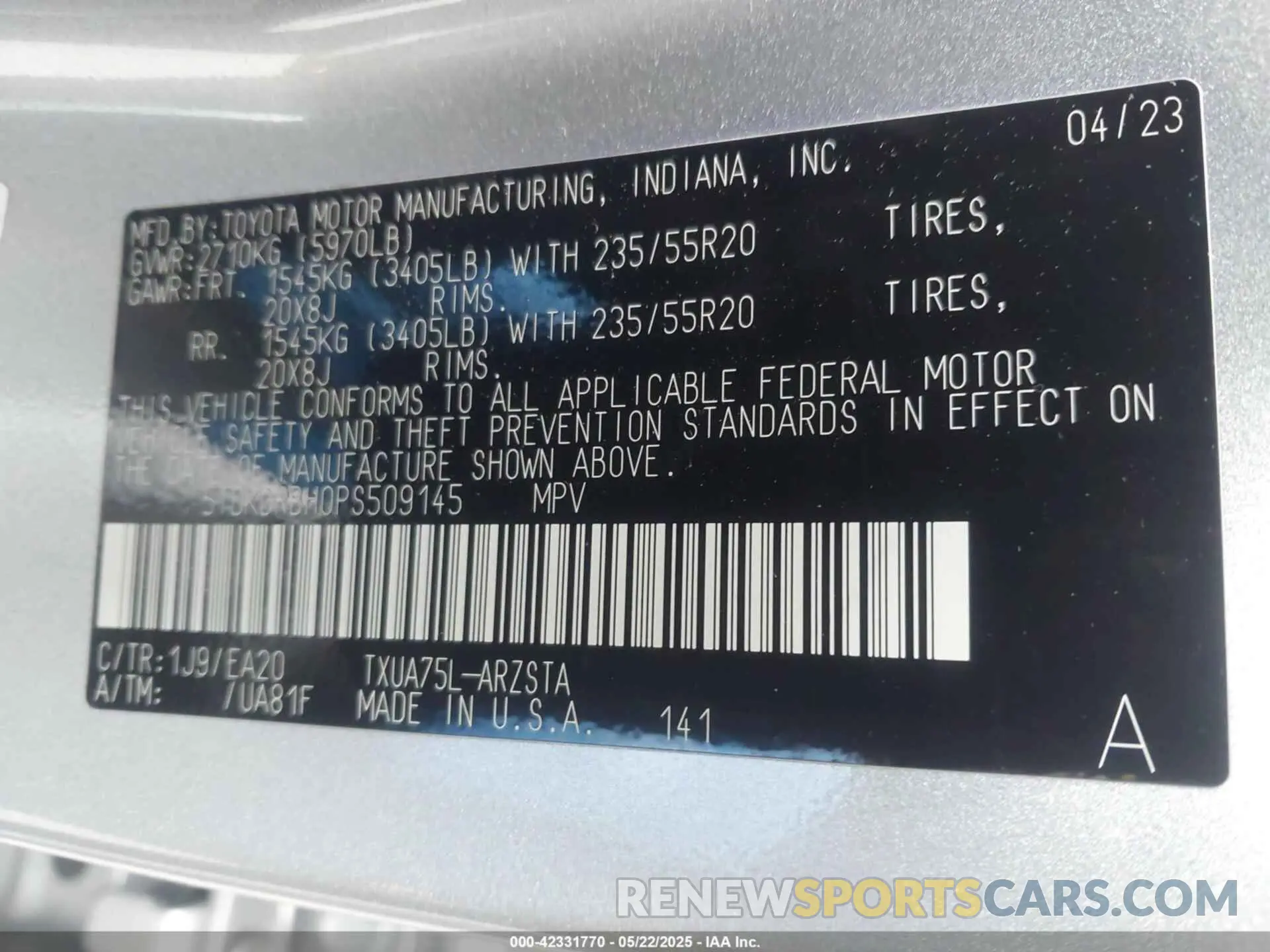 9 Фотография поврежденного автомобиля 5TDKDRBH0PS509145 TOYOTA HIGHLANDER 2023