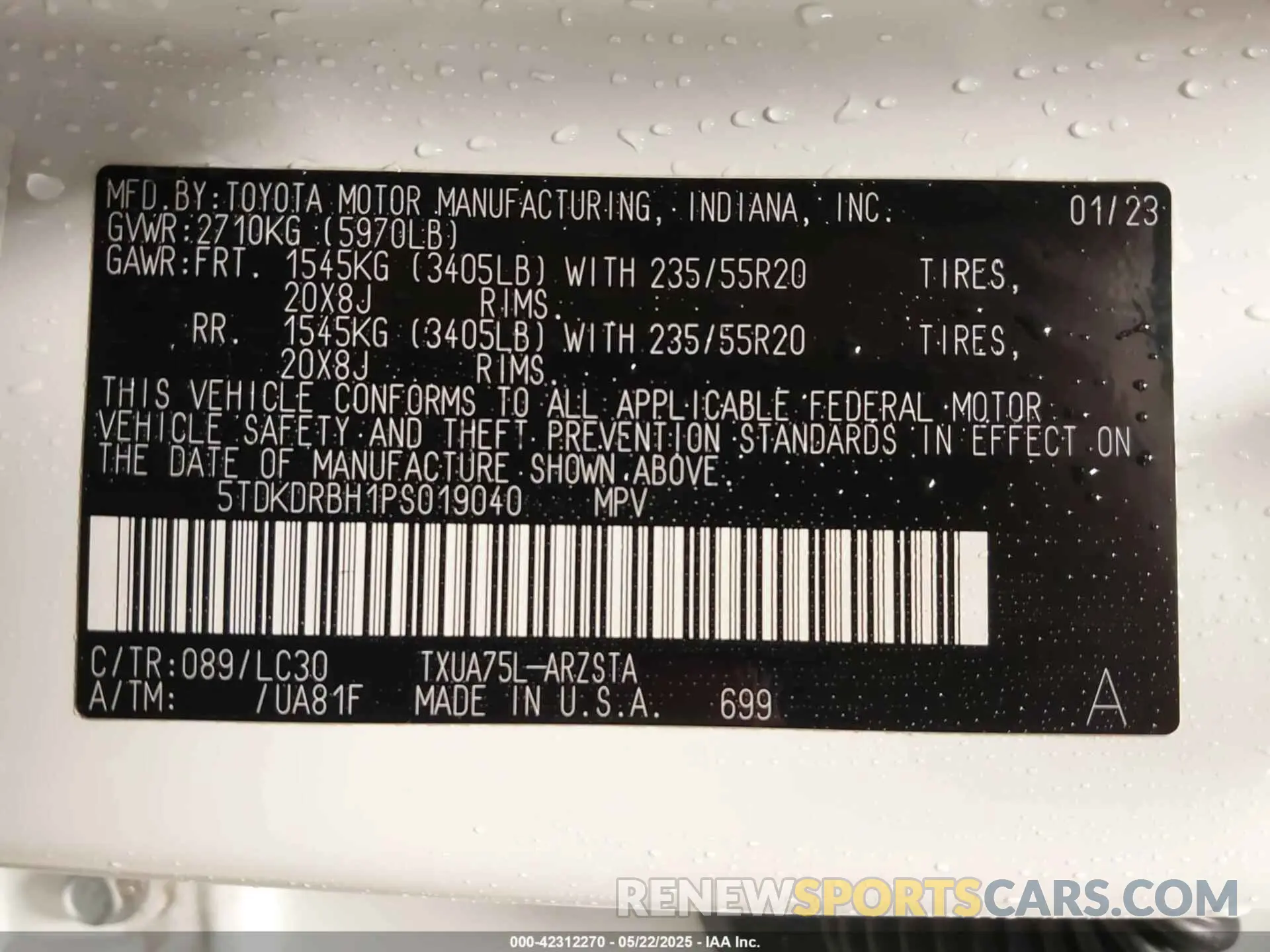9 Фотография поврежденного автомобиля 5TDKDRBH1PS019040 TOYOTA HIGHLANDER 2023
