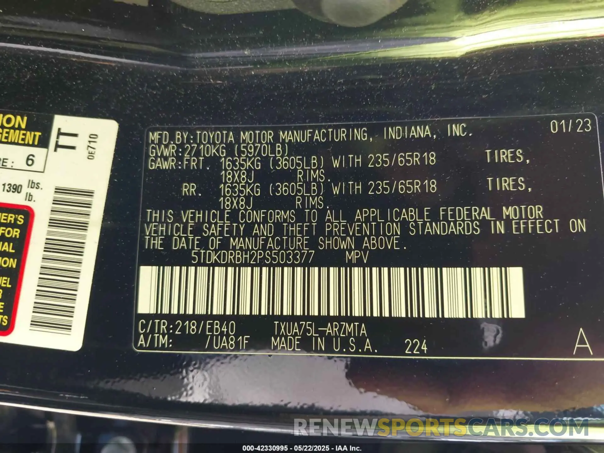 9 Фотография поврежденного автомобиля 5TDKDRBH2PS503377 TOYOTA HIGHLANDER 2023
