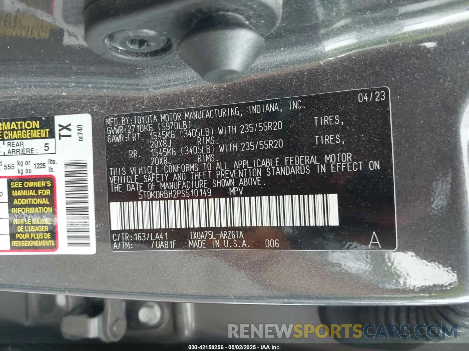 9 Photograph of a damaged car 5TDKDRBH2PS510149 TOYOTA HIGHLANDER 2023