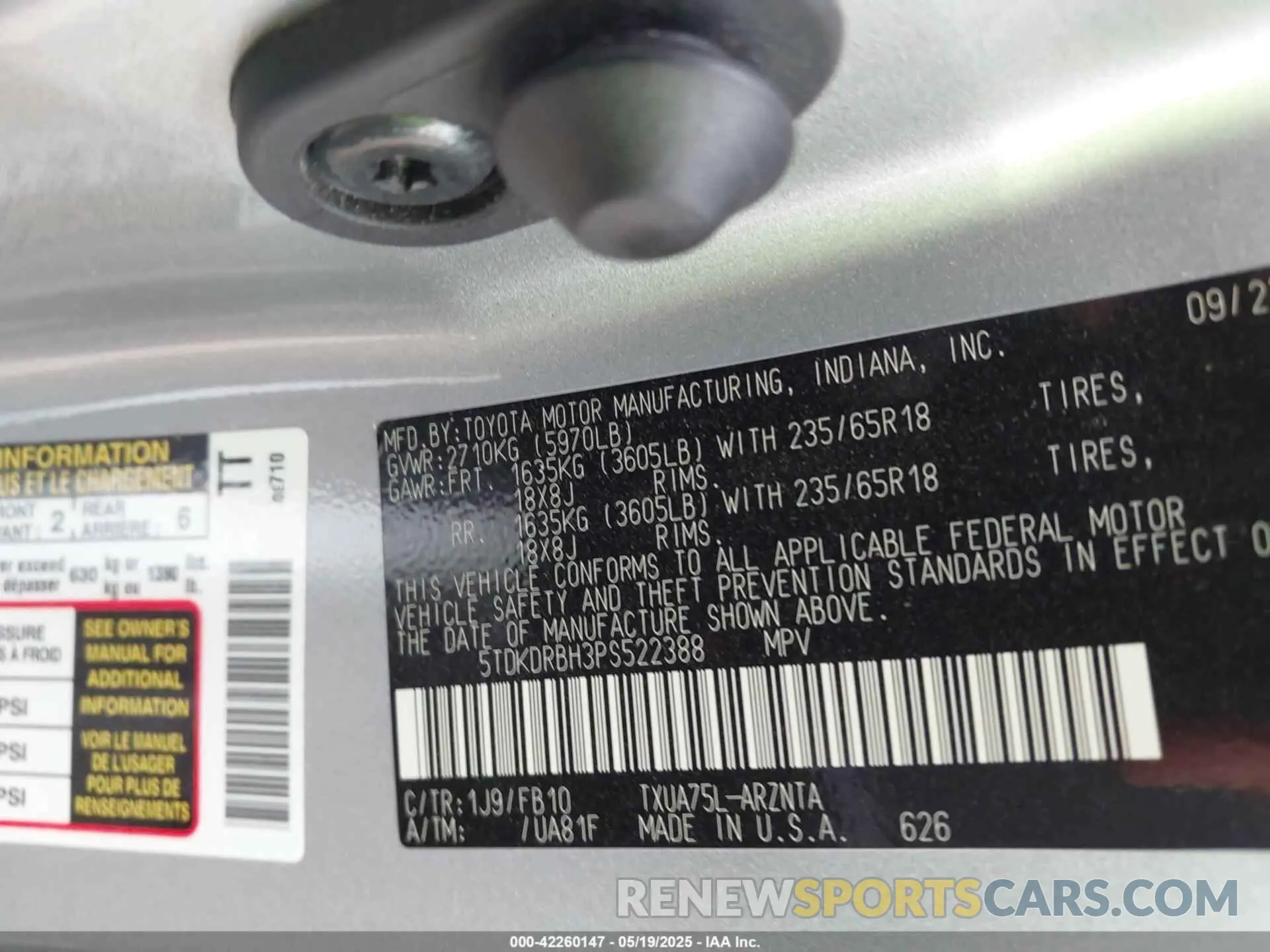 9 Photograph of a damaged car 5TDKDRBH3PS522388 TOYOTA HIGHLANDER 2023
