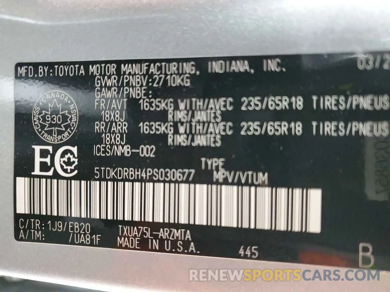 13 Фотография поврежденного автомобиля 5TDKDRBH4PS030677 TOYOTA HIGHLANDER 2023
