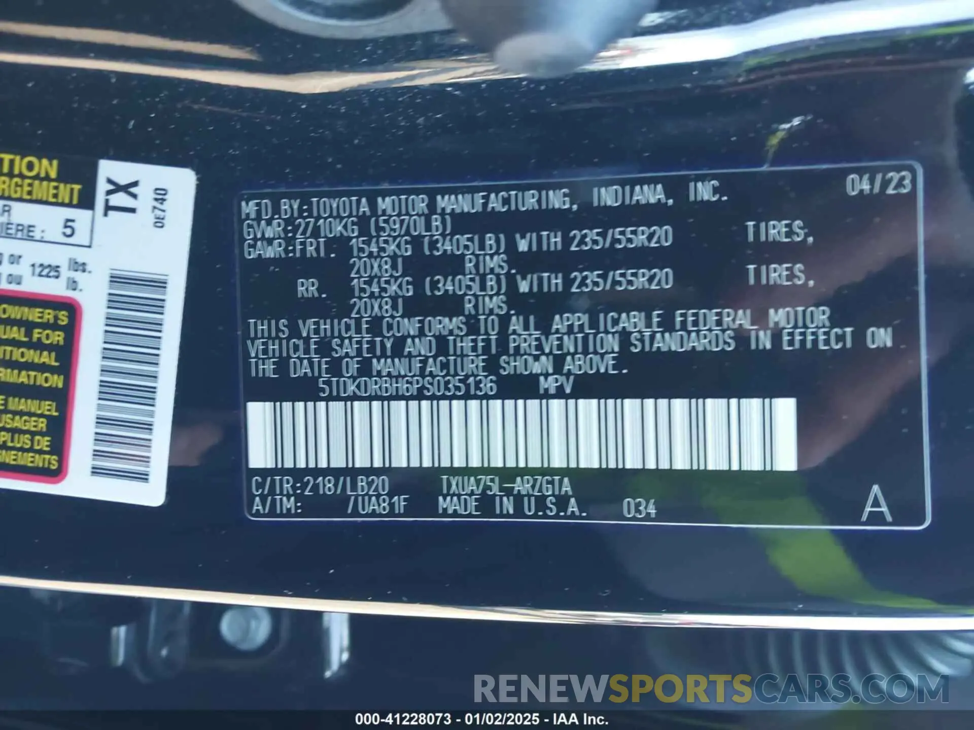 9 Фотография поврежденного автомобиля 5TDKDRBH6PS035136 TOYOTA HIGHLANDER 2023