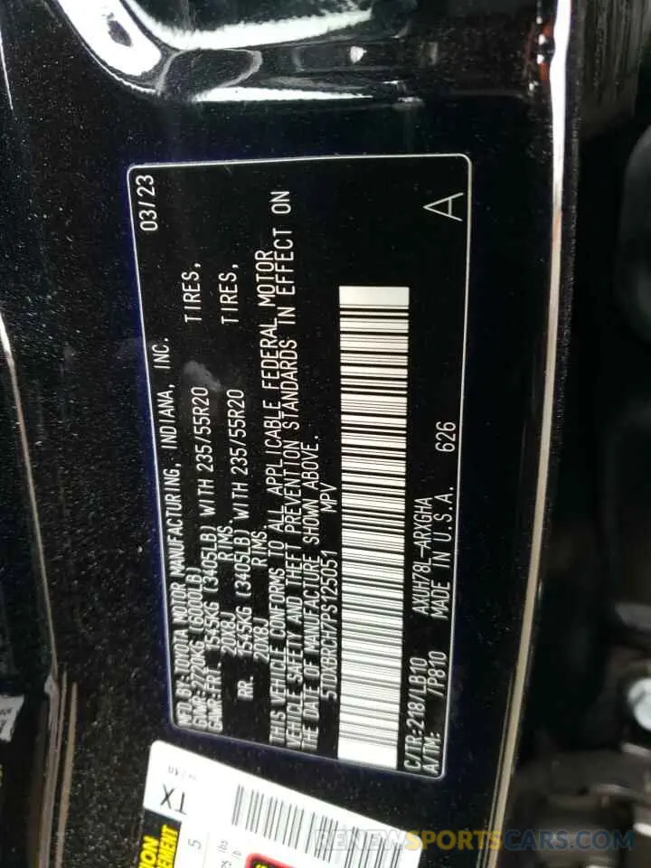 13 Фотография поврежденного автомобиля 5TDXBRCH7PS125051 TOYOTA HIGHLANDER 2023