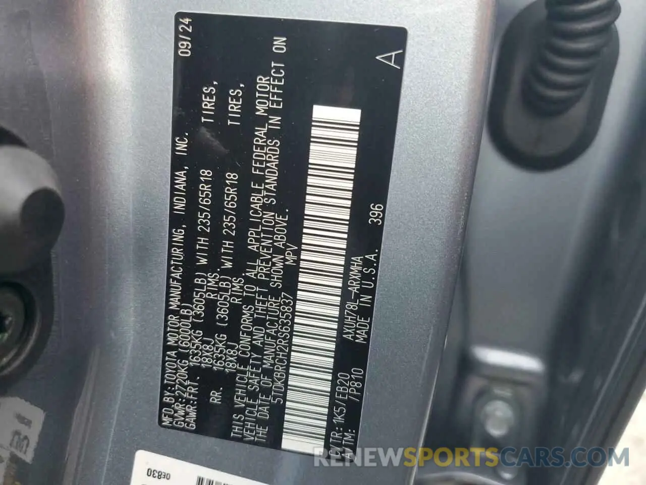 14 Фотография поврежденного автомобиля 5TDKBRCH2RS635837 TOYOTA HIGHLANDER 2024