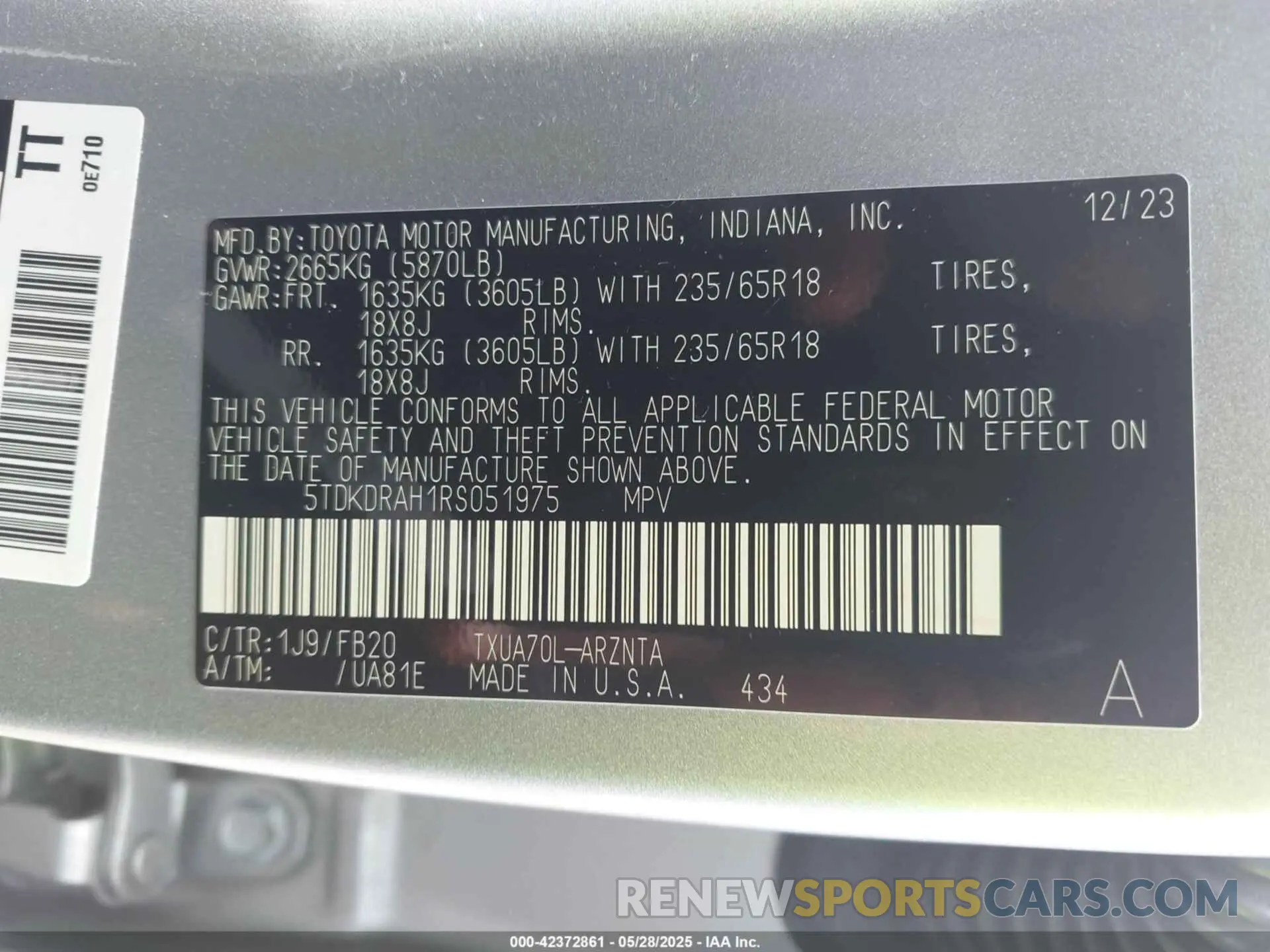 9 Фотография поврежденного автомобиля 5TDKDRAH1RS051975 TOYOTA HIGHLANDER 2024