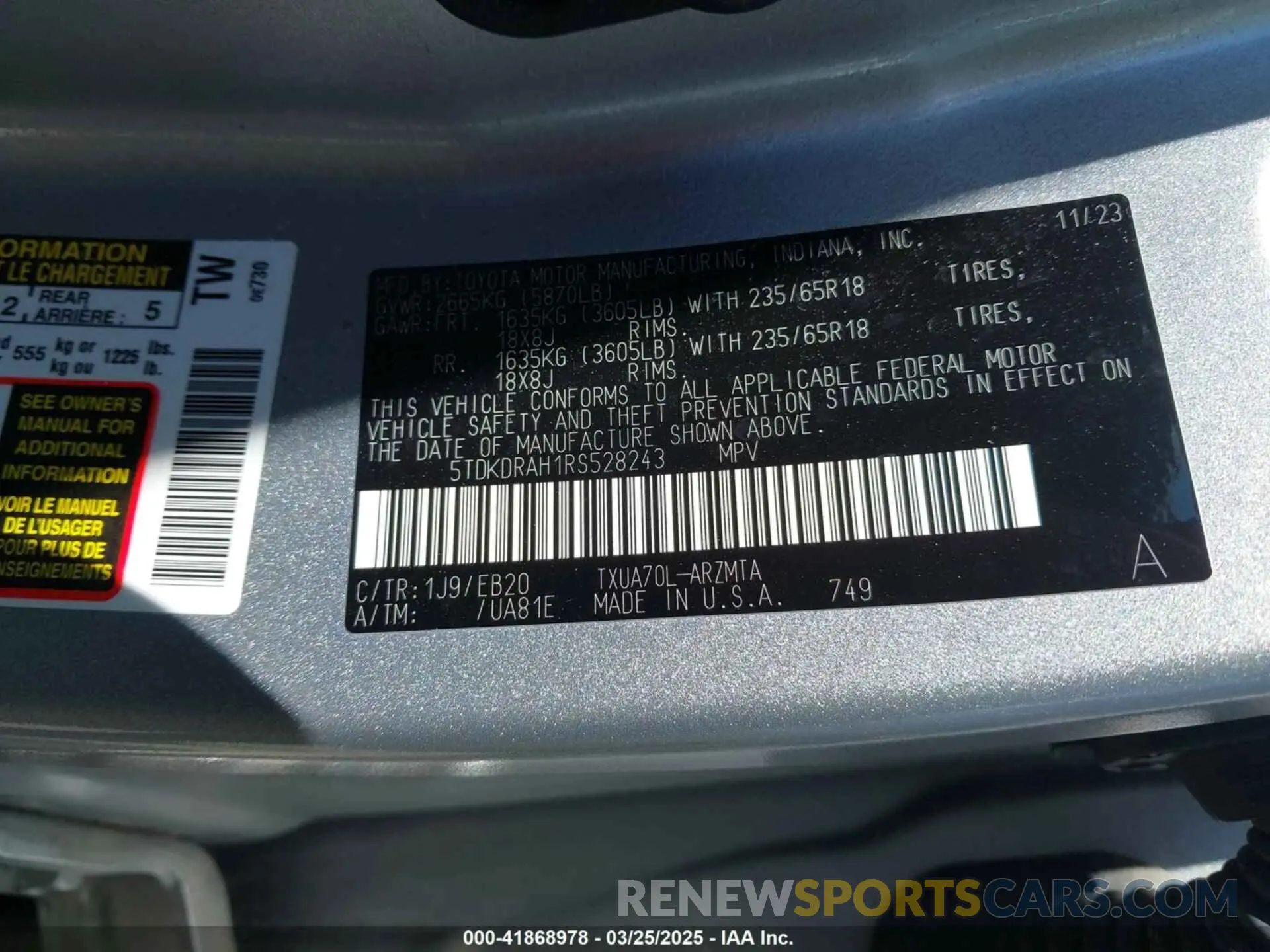 9 Фотография поврежденного автомобиля 5TDKDRAH1RS528243 TOYOTA HIGHLANDER 2024