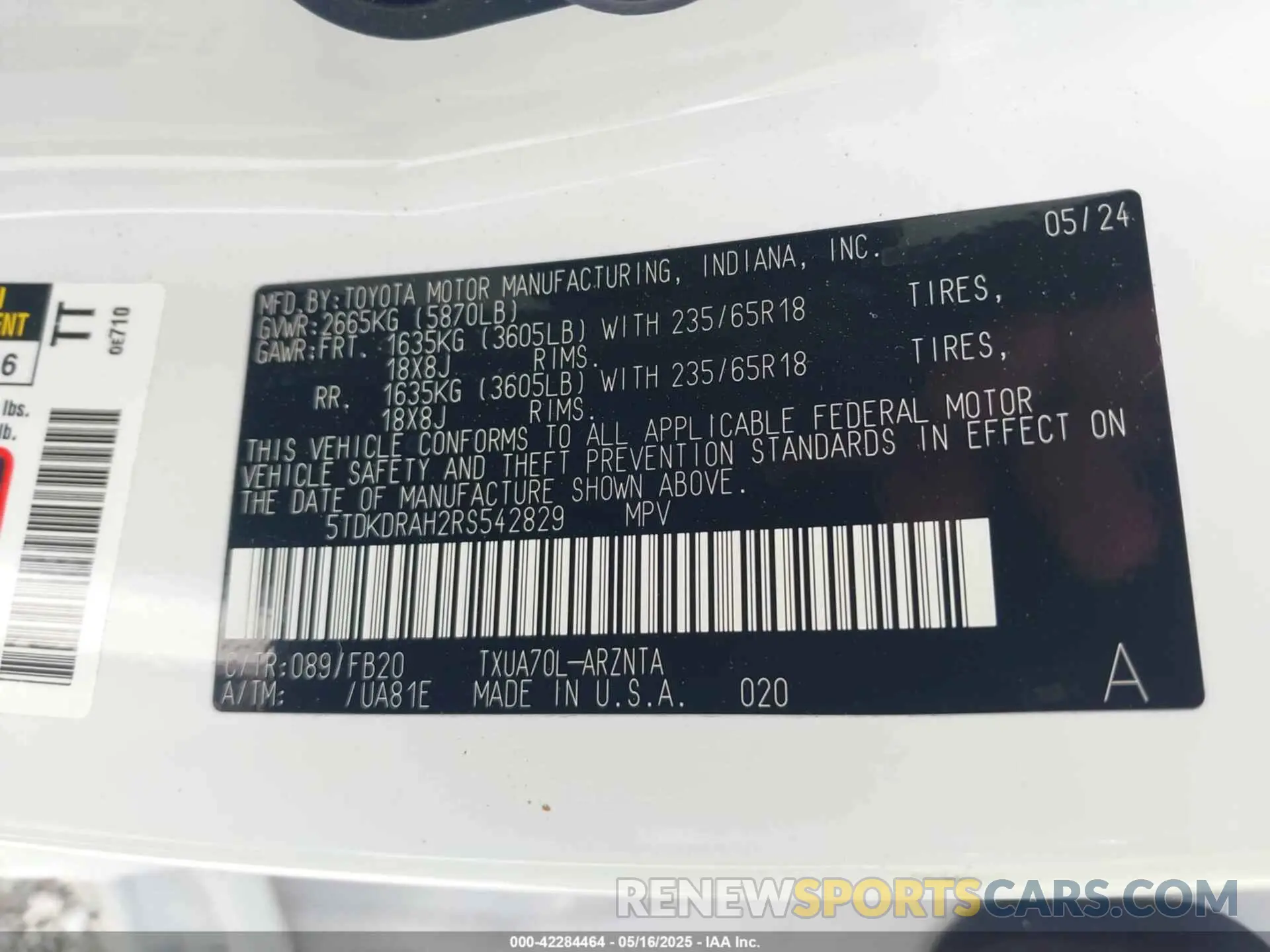 9 Фотография поврежденного автомобиля 5TDKDRAH2RS542829 TOYOTA HIGHLANDER 2024