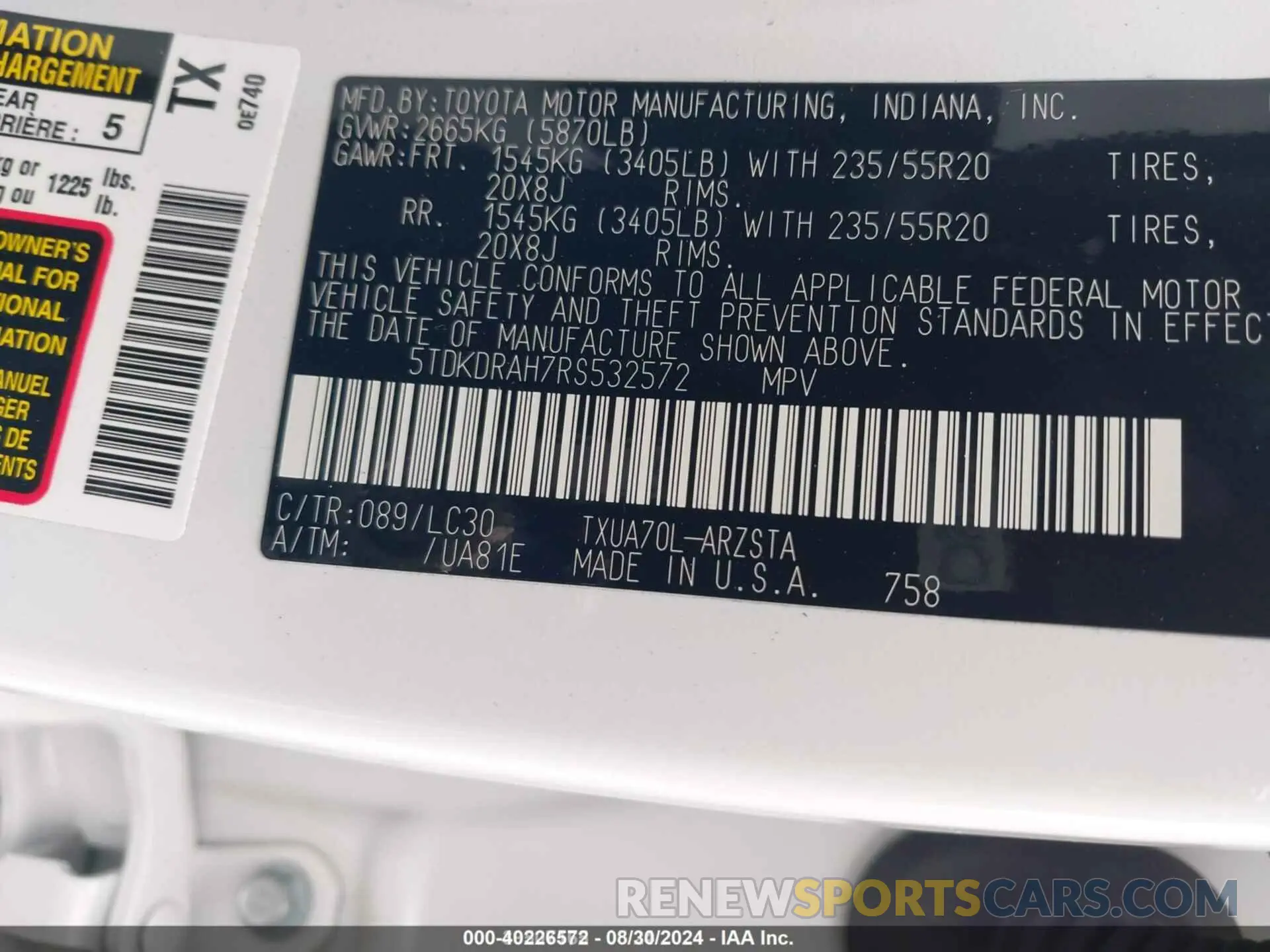 9 Фотография поврежденного автомобиля 5TDKDRAH7RS532572 TOYOTA HIGHLANDER 2024