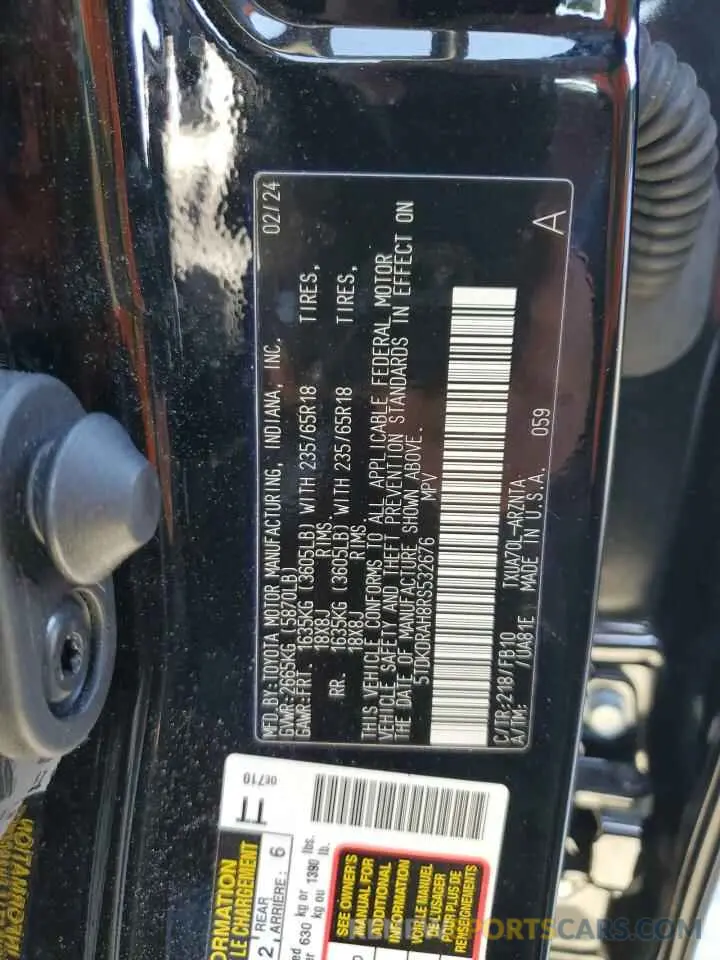 14 Фотография поврежденного автомобиля 5TDKDRAH8RS532676 TOYOTA HIGHLANDER 2024