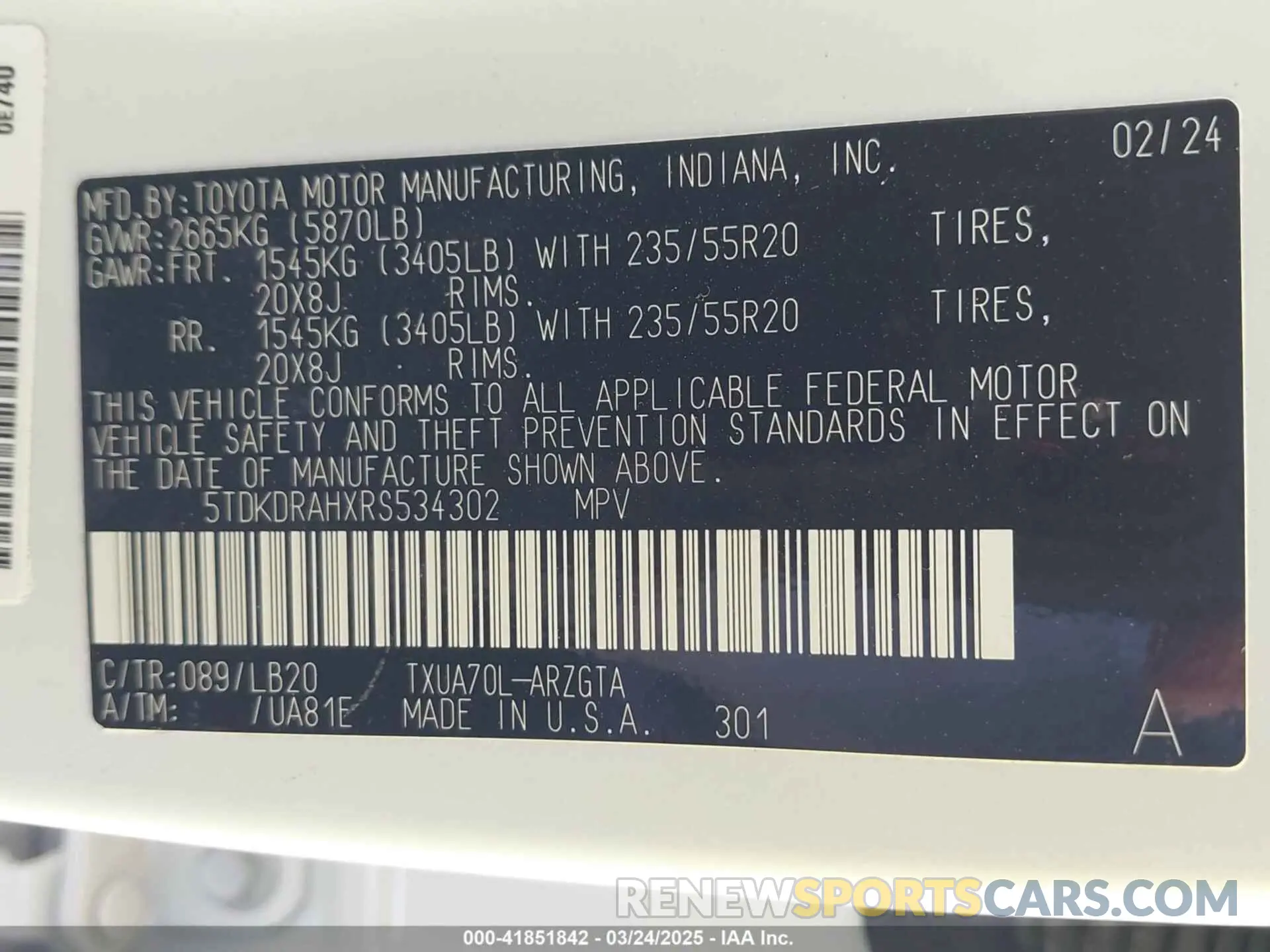 9 Фотография поврежденного автомобиля 5TDKDRAHXRS534302 TOYOTA HIGHLANDER 2024