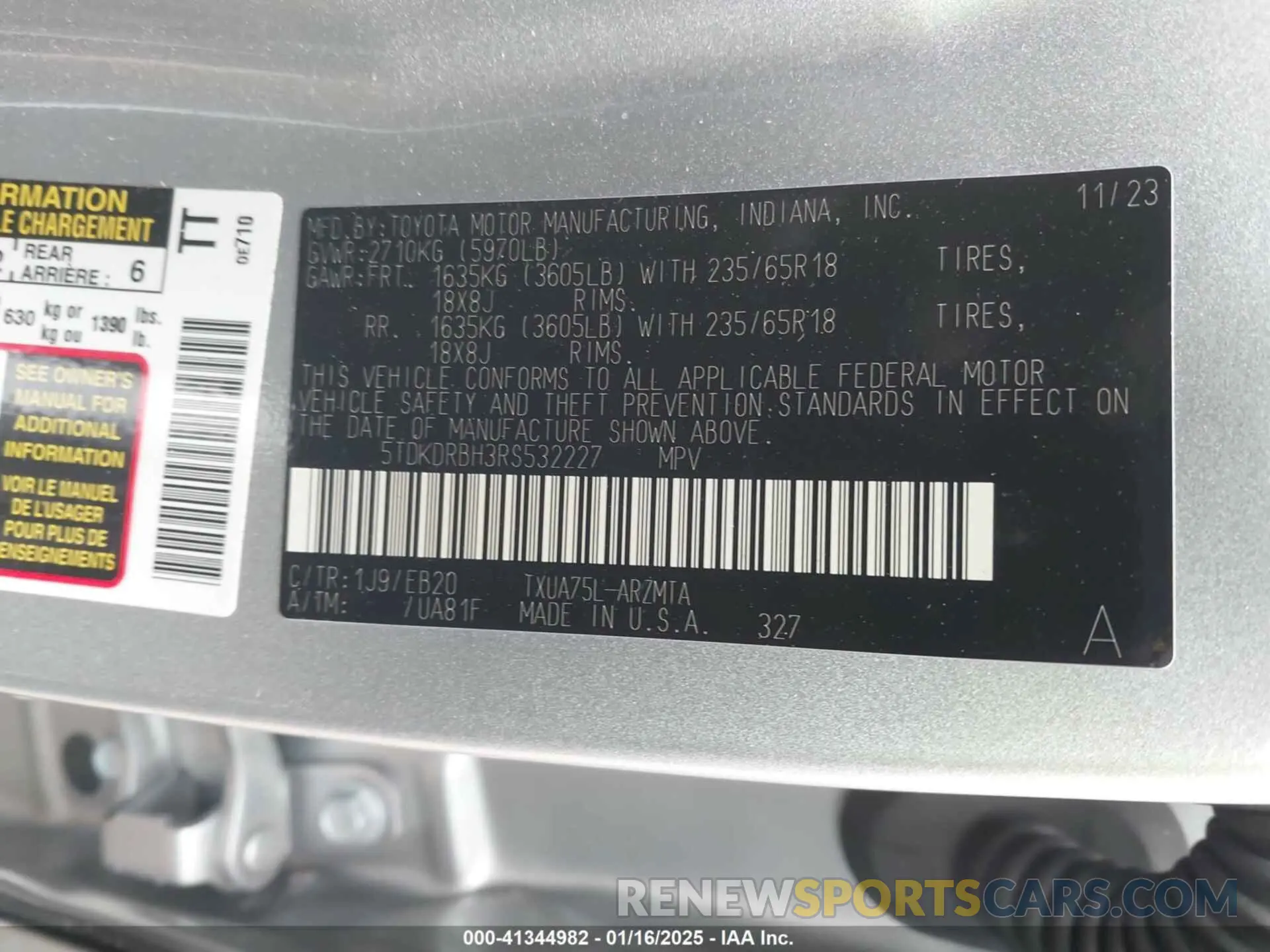 9 Фотография поврежденного автомобиля 5TDKDRBH3RS532227 TOYOTA HIGHLANDER 2024