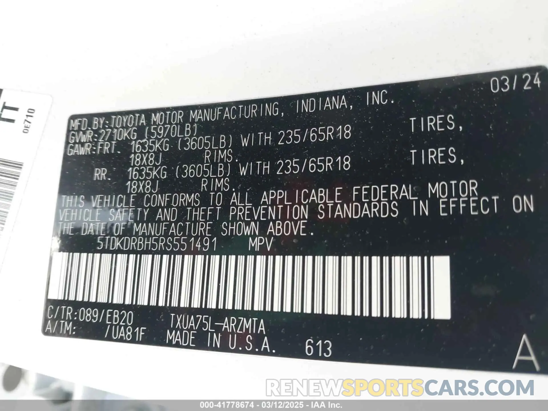 9 Фотография поврежденного автомобиля 5TDKDRBH5RS551491 TOYOTA HIGHLANDER 2024